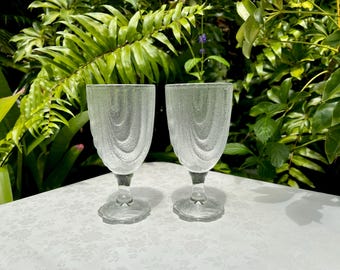 Vintage Shell by Anchor Hocking Pair of Frosted Goblets 8 Oz Circa 1970s