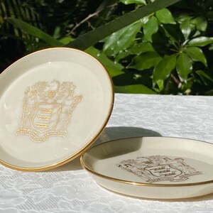 Vintage Lenox Gold Mark Pair of Coasters New Jersey Coat of Arms zdjęcie 5