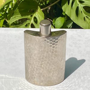 Vintage Hammered Metal Hip Flask West Germany 10 Ounce - DISPLAY ONLY