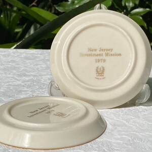 Vintage Lenox Gold Mark Pair of Coasters New Jersey Coat of Arms zdjęcie 6