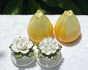 Vintage Aynsley Bone China Floral Salt and Pepper Shakers Two Pair