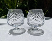 Vintage Cut Lead Crystal Pair of Small Brandy Snifters - Four Ounces