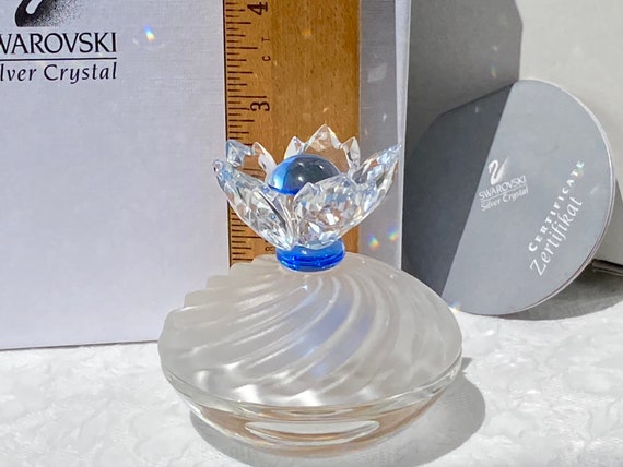 Vintage Swarovski Crystal Blue Flower Jewel Box w… - image 2