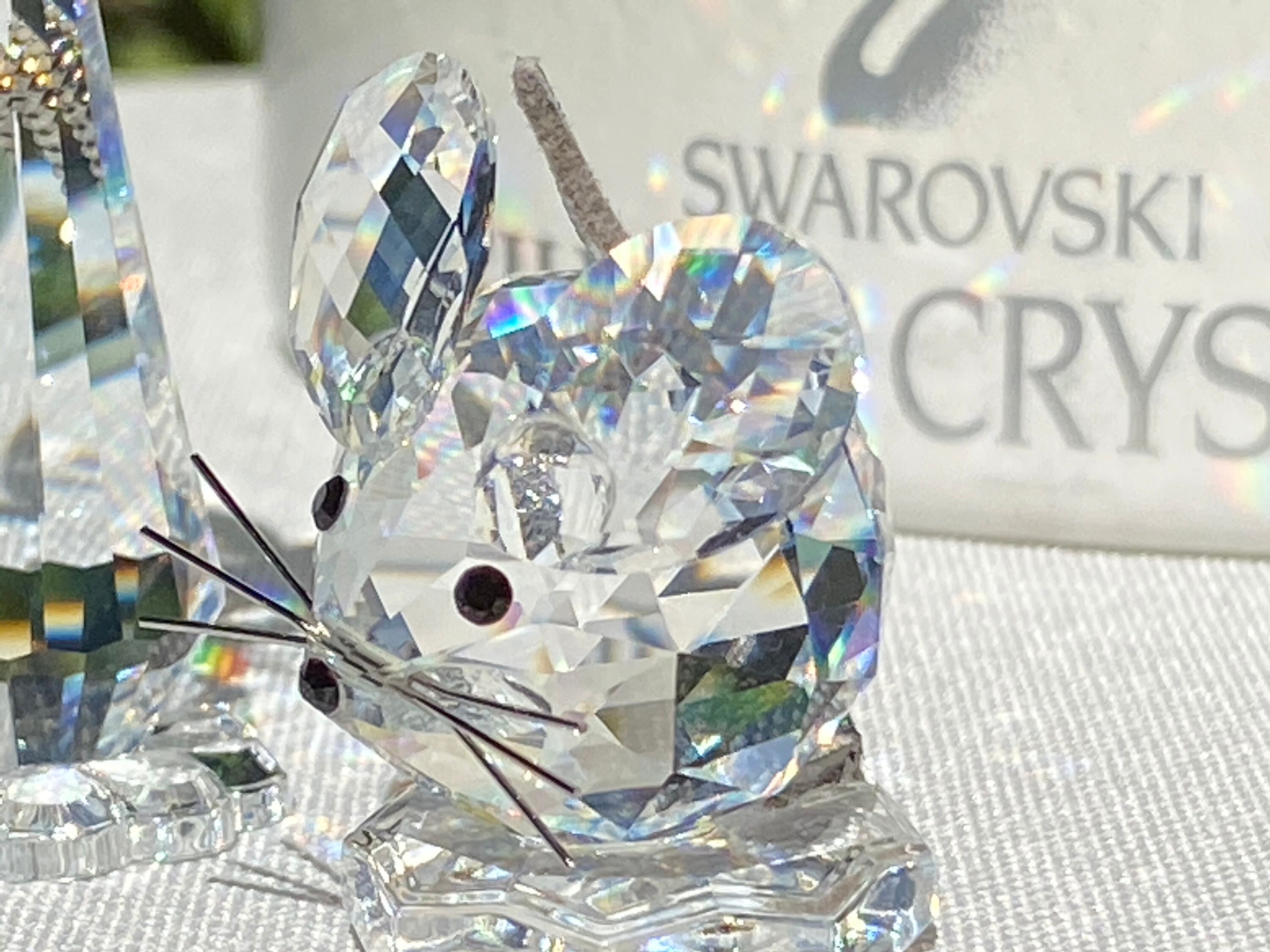 Vintage Swarovski Crystal Three Piece Starter Set Cat Mouse