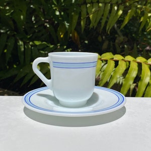 Vintage Harmonia Milk Glass Espresso Cup and Saucer Set 2 Ounce