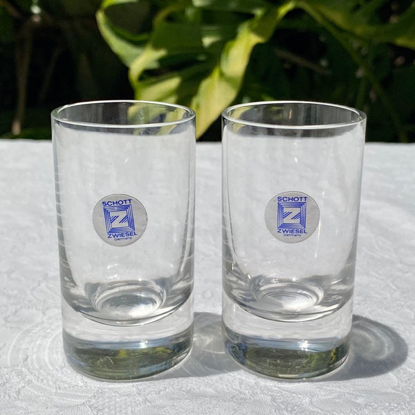 Vintage Schott Zwiesel Lead Crystal Pair of Shot Glasses One Ounce