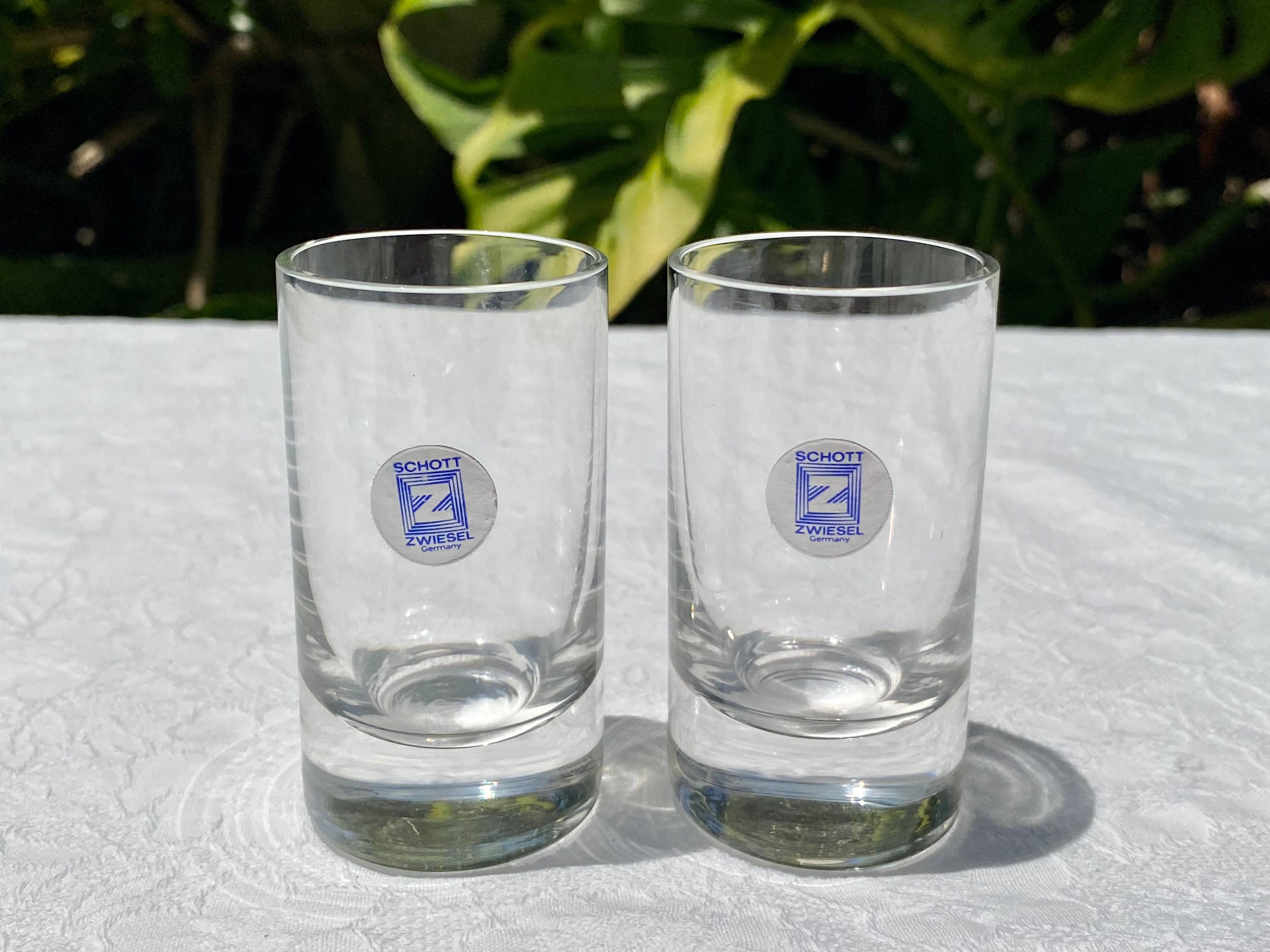 Vintage Schott Zwiesel Lead Crystal Pair of Shot Glasses One Ounce 