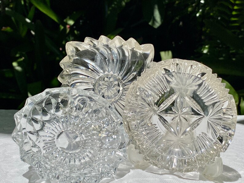 Trio of Vintage Pressed Glass Ashtrays Vintage Ashtrays Etsy