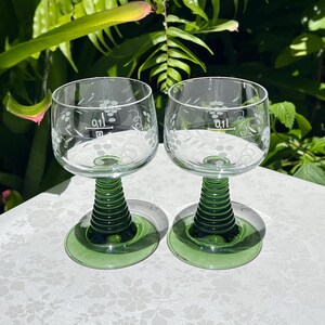 Vintage Schott Zweisel Pair of German Roemer Small Wine Glasses 4 Ounce Circa 1990s