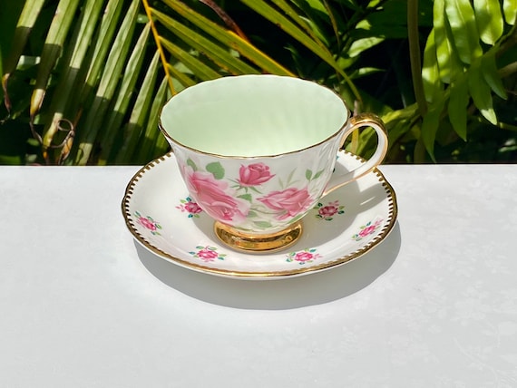 Vintage Pink Roses Mismatched Cup and Saucer Set 5 Ounce Circa 1960s - Etsy