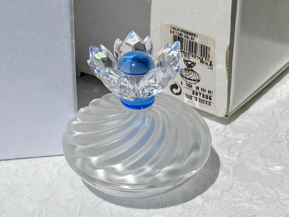Vintage Swarovski Crystal Blue Flower Jewel Box w… - image 8