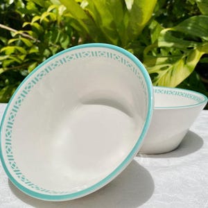 Vintage Syracuse Syralite Aqua Honeycomb Pair of Cereal Bowls Circa 1983