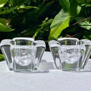 Vintage Orrefors Crystal Pair of Max Votive Candle Holders