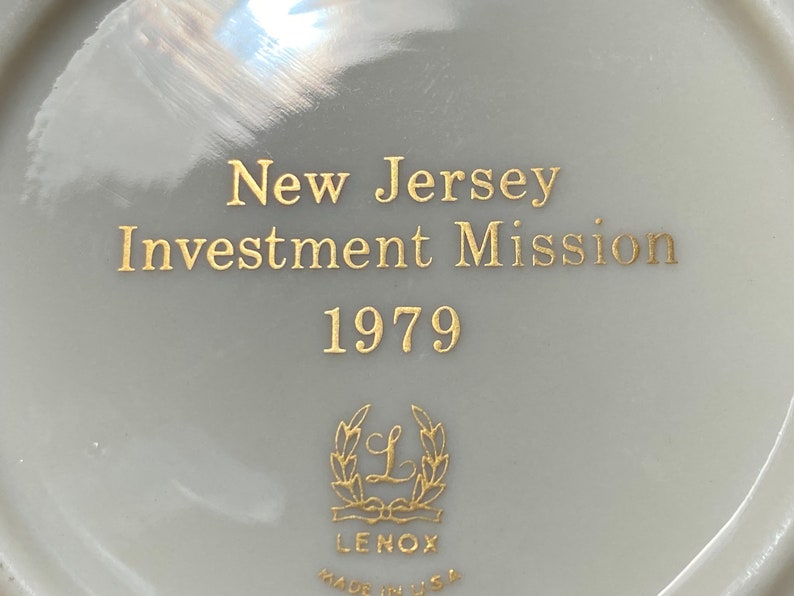 Vintage Lenox Gold Mark Pair of Coasters New Jersey Coat of Arms zdjęcie 10