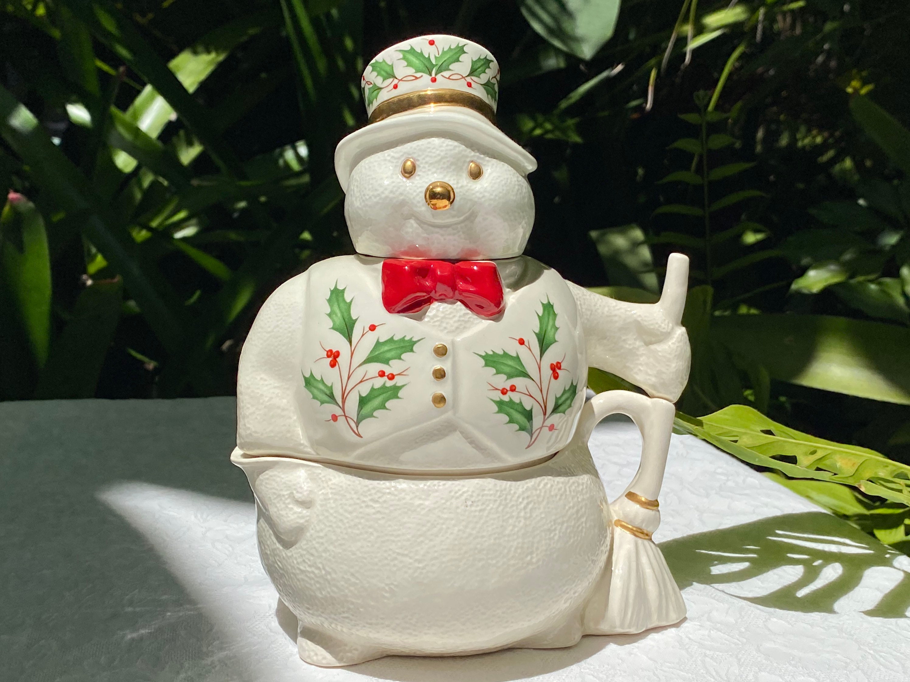 Vintage Lenox Holiday Figural Stacking Snowman Cream and Sugar Set