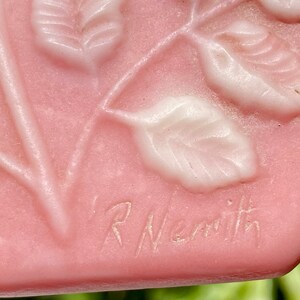 Vintage R Nemith Incolay Octagonal Pink Rose Trinket Box image 7