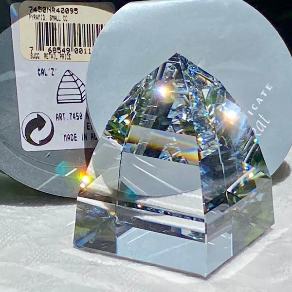 Vintage Swarovski Crystal Clear Small Crystal Pyramid Paperweight