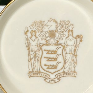 Vintage Lenox Gold Mark Pair of Coasters New Jersey Coat of Arms zdjęcie 4