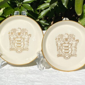 Vintage Lenox Gold Mark Pair of Coasters New Jersey Coat of Arms