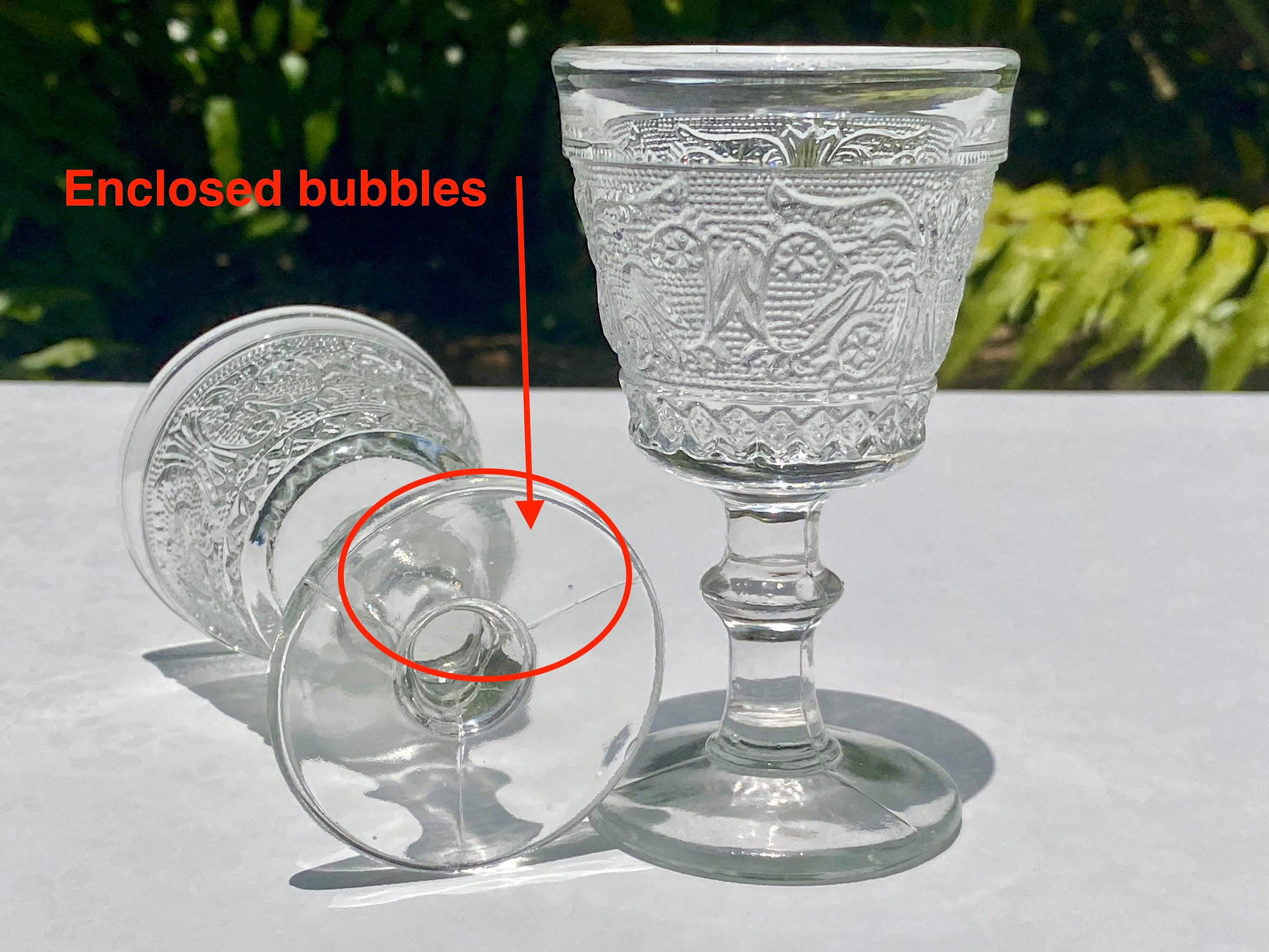 Vintage Duncan & Miller Sandwich Glass Clear Pair of Cordial