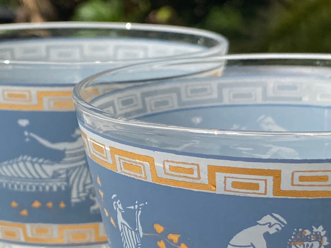 Cera Glass Etruscan Frieze Pair of Old Fashioned Glasses 7 Etsy