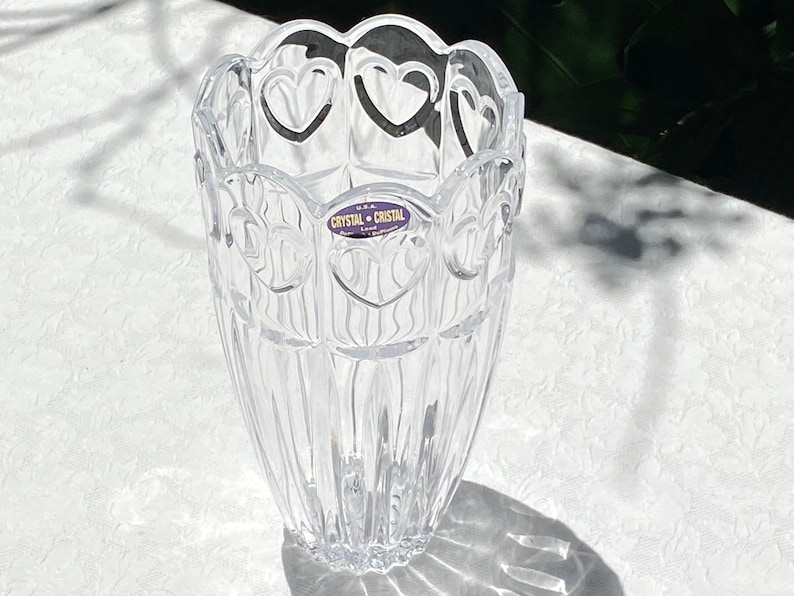 Deplomb Lead Crystal Heart Paneled Vase Etsy
