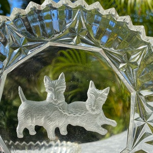 Vintage Scottie Dog Intaglio Cut Pair of Trinket Dishes
