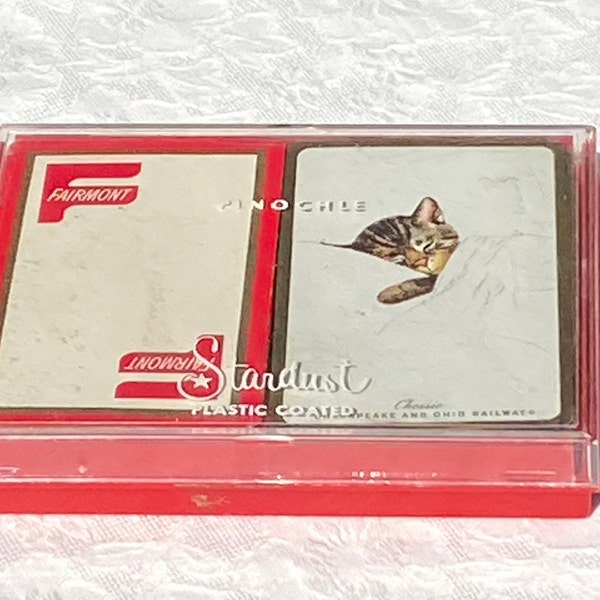 Chessie the Cat and Fairmont Railway Vintage Playing Cards in Stardust Case - Chesapeake and Ohio / Fairmont