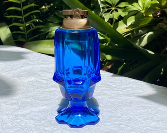 Vintage Fenton Valencia Blue Glass Tabletop Lighter