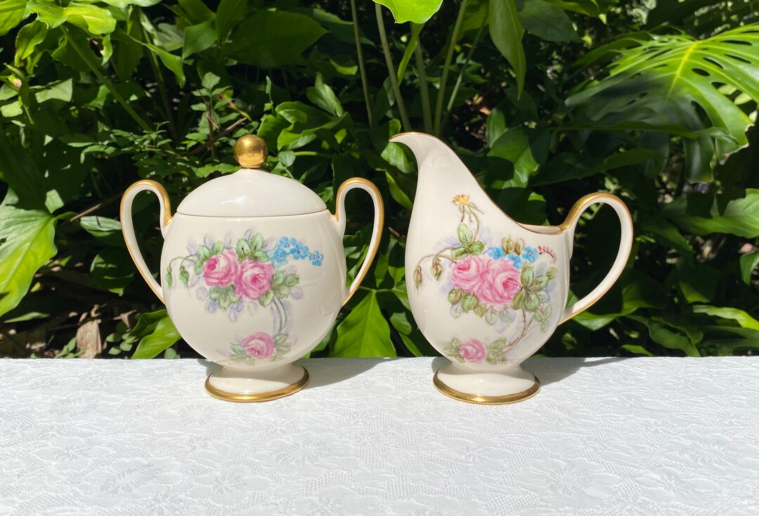 Vintage Handpainted Porcelain Creamer and Sugar Set - Etsy