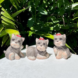 Vintage HOMCO Yorkshire Terrier Trio of Figurines