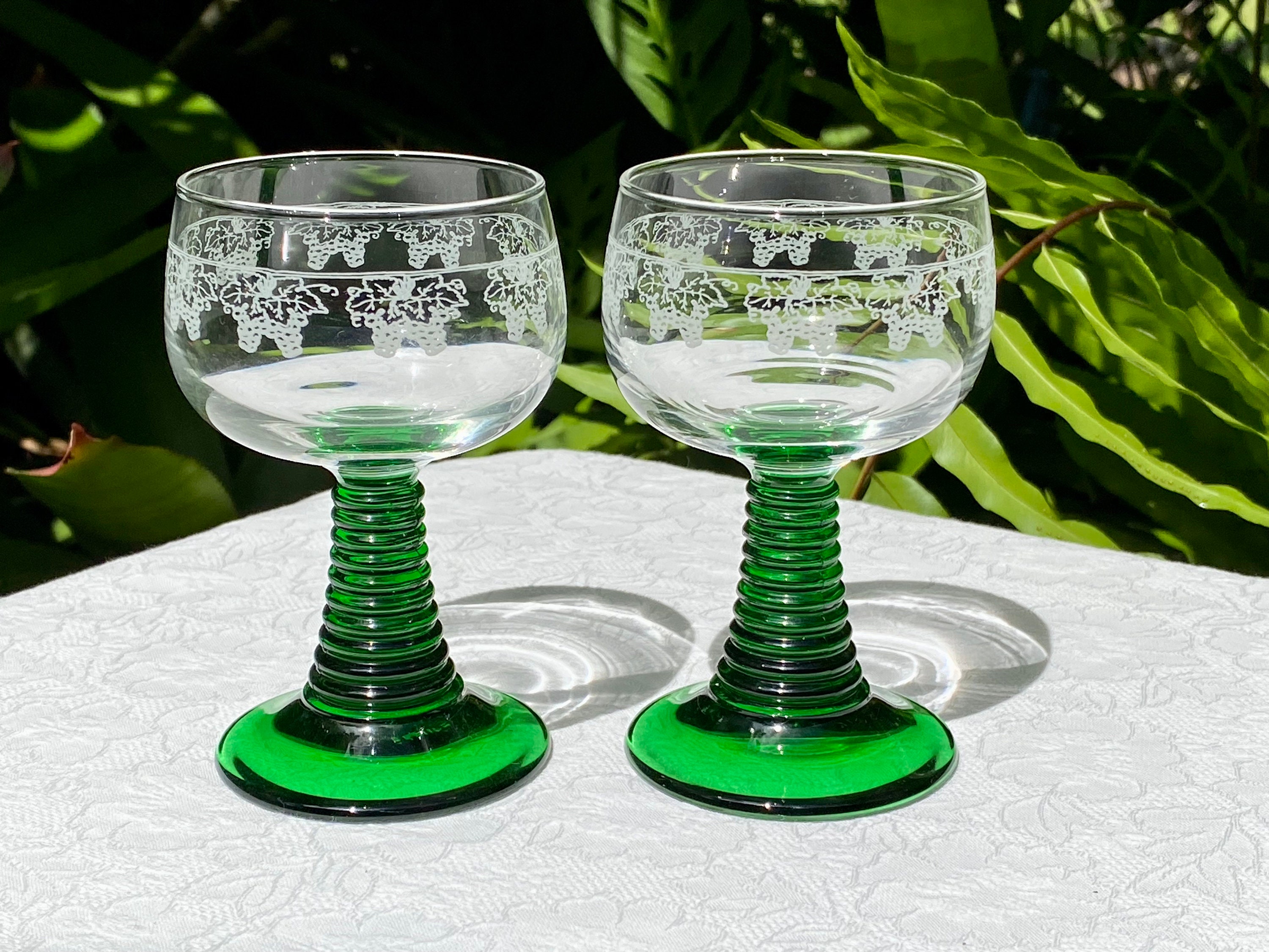 German Rhein Wine Roemer Goblet Glass Grapes Decoration