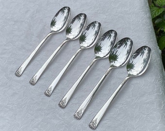 Vintage Spring Charm Set of Six Silverplate Teaspoons Wm Rogers International Silver