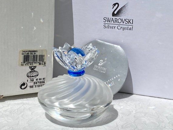 Vintage Swarovski Crystal Blue Flower Jewel Box w… - image 6