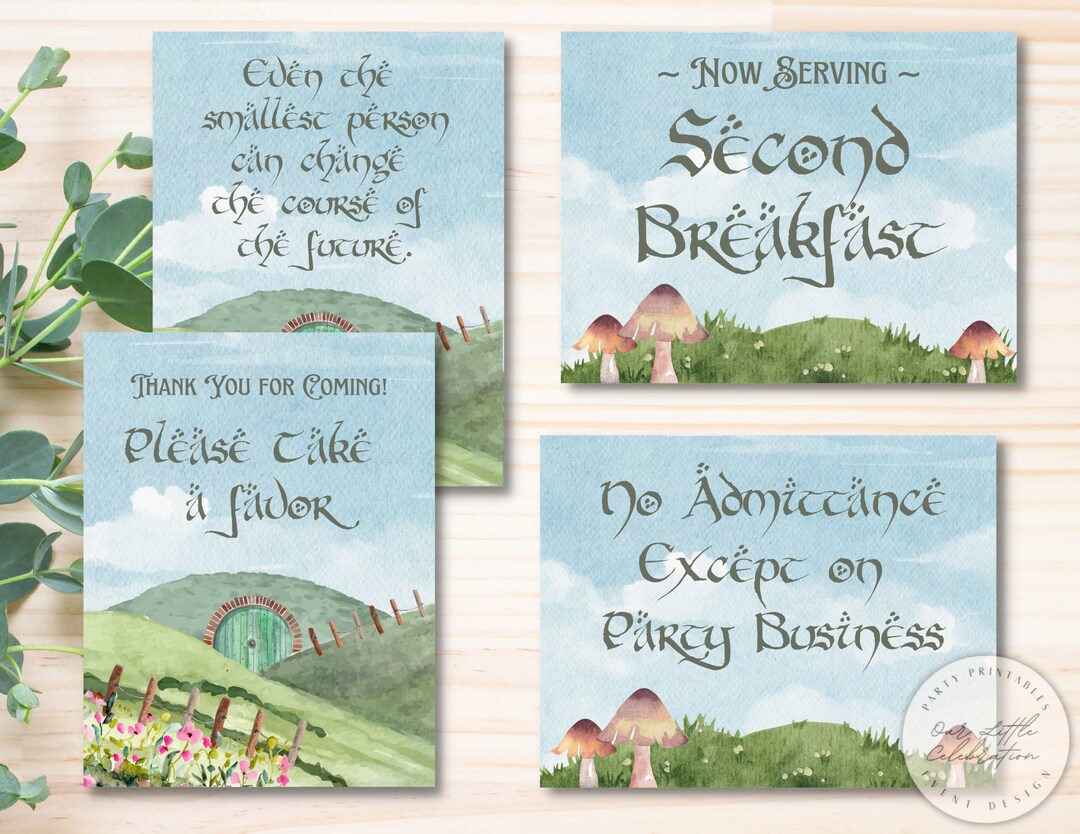 The Hobbit Inspired Party Sign Printables | Instant Download - Etsy
