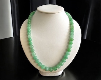 Hokkaido (MADE IN JAPAN) Birmaanse A-Jade kralenketting (8,50-10 mm elk x 57 kralen) met 925 sterlingzilver 10003