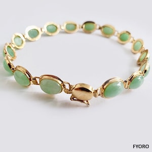 Tibetanischer Frühling A Jade Armband (mit 14K Gelbgold)