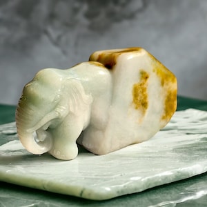 Origins of the Royal Burmese A-Jadeite Elephant Decoration Ornament - Certified
