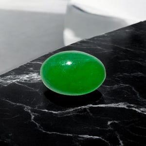 Certified MADE IN JAPAN 5.385cts. Vivid Imperial Green Burmese A-Jadeite Oval Cabochon Loose Stone LS5