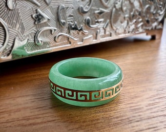 Li Jade Ring (with 14k Yellow Gold)