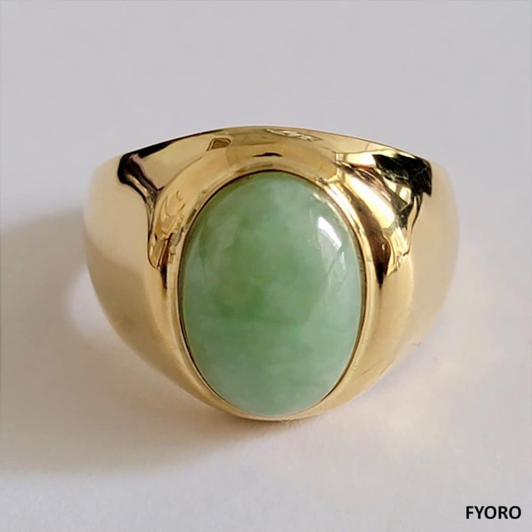 Buy Anyang Royal Spring A Jade Ring (with 14K Yellow Gold) Online in India 