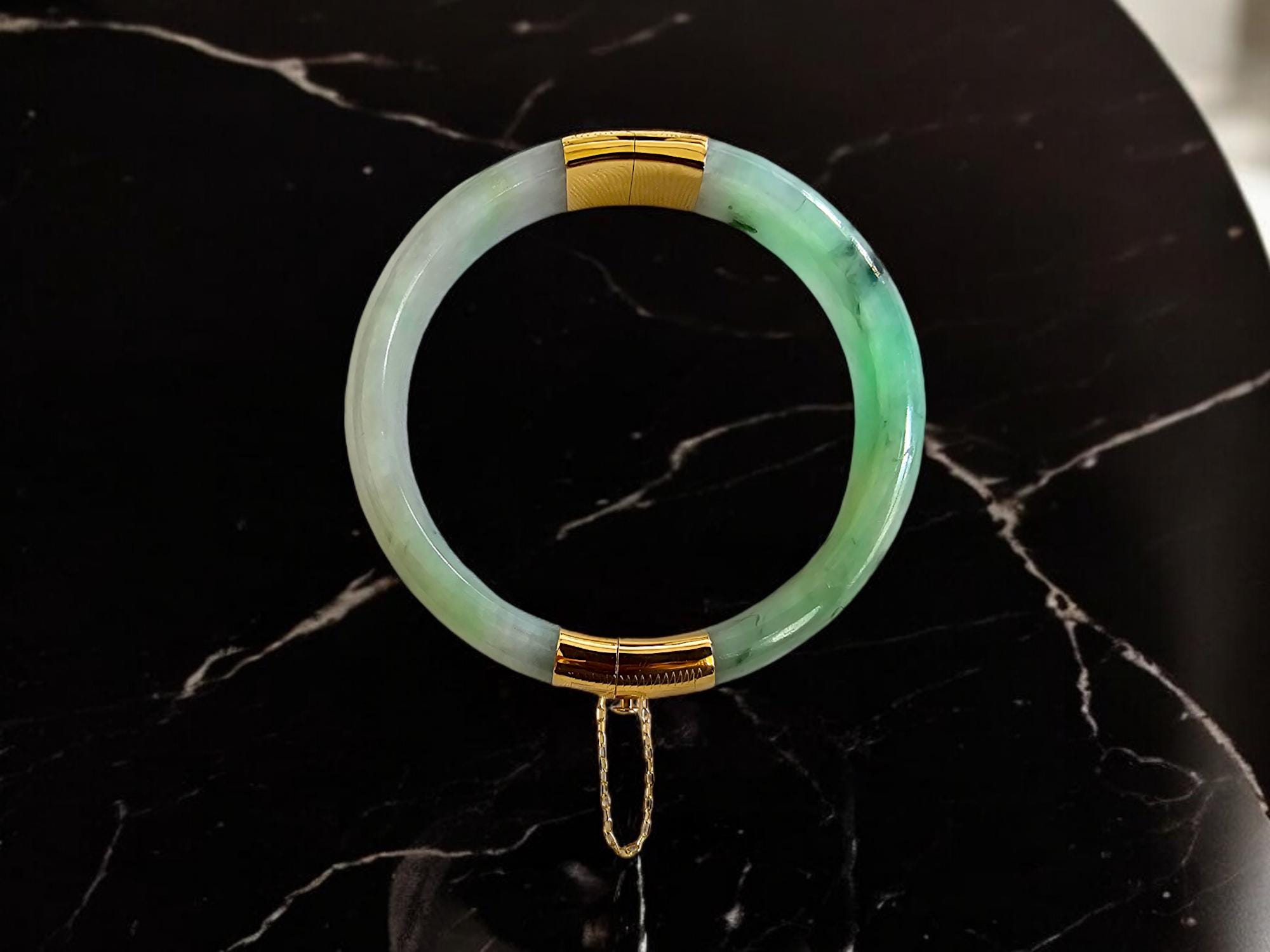 1883 Viceroy's Elliptical Burmese A-jade Bangle Bracelet