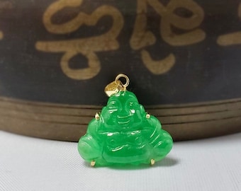 Guangdong Jade Buddha Pendant with 18K Yellow Gold
