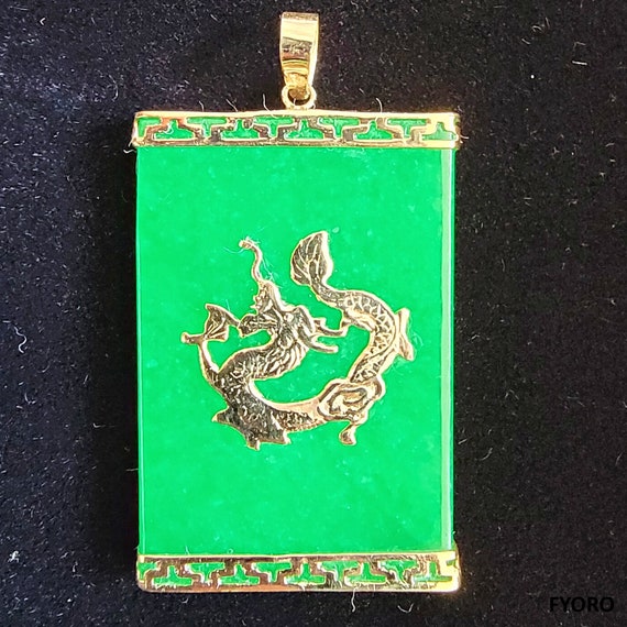 Tai Locket Jade Dragon Pendant (with 14K Yellow Gold) Australia