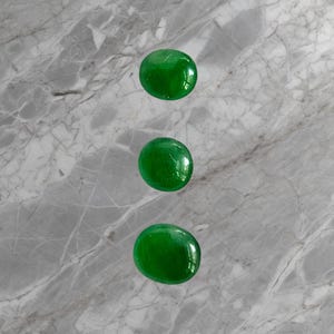 Imperial Vivid Green Burmese A-Jadeite Oval Cabochon Calibrated Jewelry Set Layout