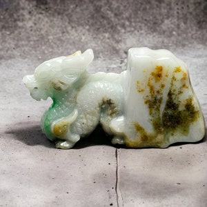 Origins of the Imperious Burmese A-Jadeite Dragon Decoration Ornament - Certified