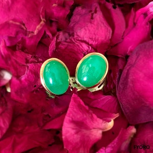 Qing Jade Earrings (with 14K Yellow Gold)