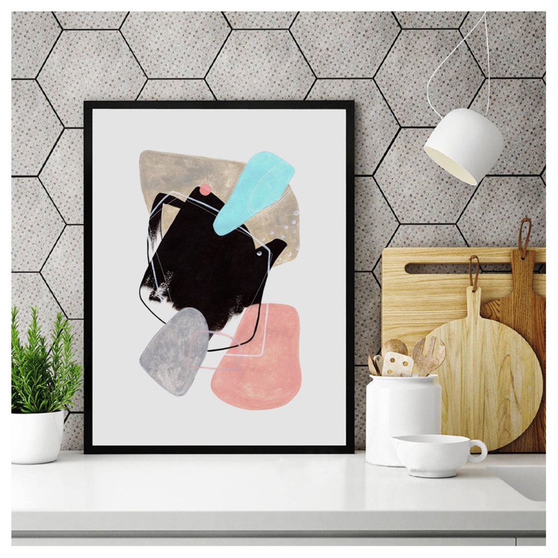 Set of 3 posters. Abstract art. Kitchen poster poster for Etsy