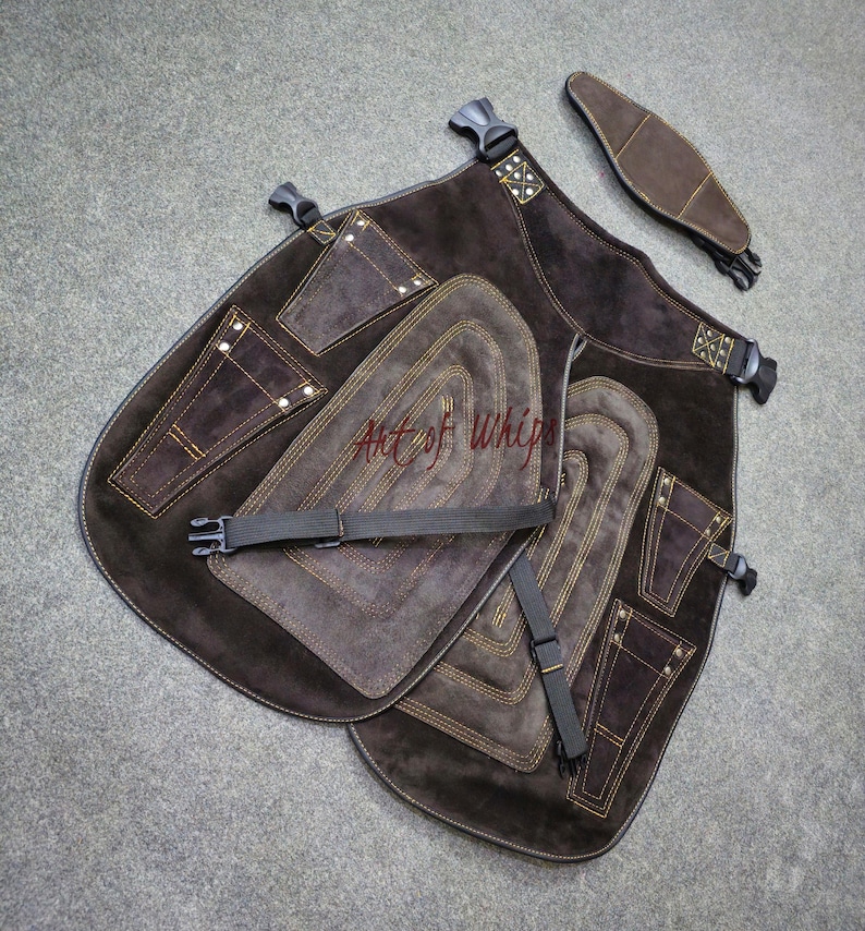 Top Quality Farriers Tools Full Leather Deluxe Chaps No Canvas Genuine 27'' Long Apron Best Gift Apron Pockets for Tools Magnets for Nails image 11