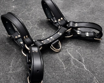 Men LEATHER Harness Adjustable Chest Straps Half HARNESS Fetish Club Wear Costumes Color Options BDSM Gay Clothing Premium Quality Gift